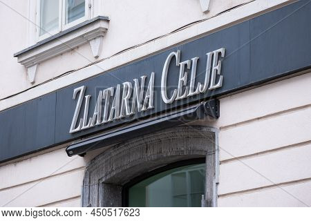 Slovenia, Ljubljana - March 6 2022: Zlatarna Celje Logo On Building.