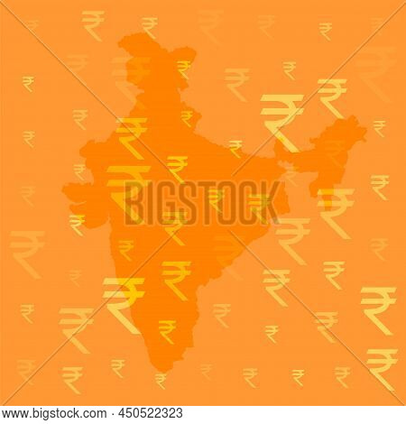 Map Of India With Indian Currency Rupee Symbol Design