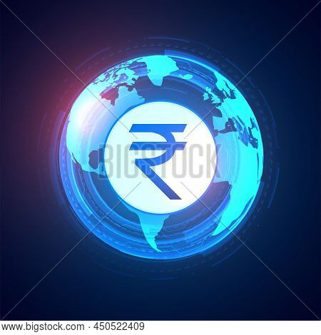 Global Rupee Digital Money Concept Background Vector Illustration