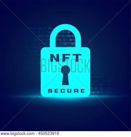 Nft Secure Digital Lock Concept Background Vector Illustration