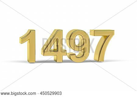Golden 3d Number 1497 - Year 1497 Isolated On White Background - 3d Render