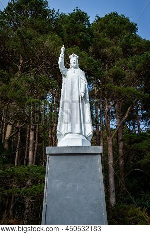 Glen Of Aherlow, Tipperary, Ireland - Feb 21 2022: Iconic Religious Christ The King Statue On 21 Feb