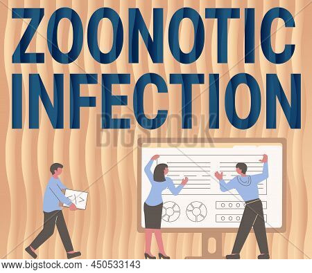 Text Sign Showing Zoonotic Infection. Conceptual Photo Zoonotic Infection Colleagues Drawing Standin