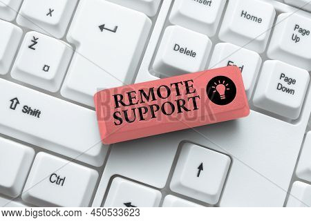 Conceptual Caption Remote Support. Business Idea Help Endusers To Solve Computer Problems And Issues