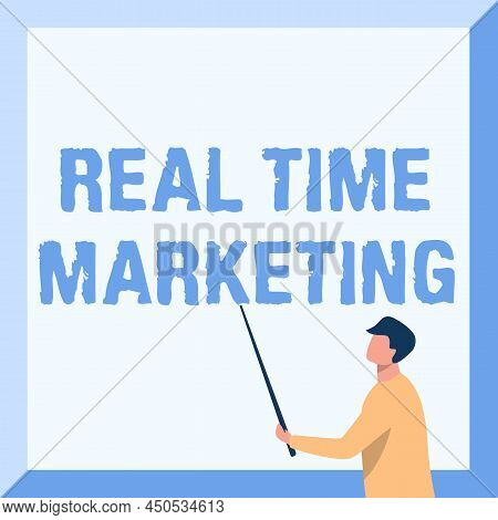 Text Caption Presenting Real Time Marketing. Business Idea Creating A Strategy Focused On Current Re