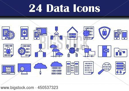 Data Icon Set. Editable Bold Outline With Color Fill Design. Vector Illustration.