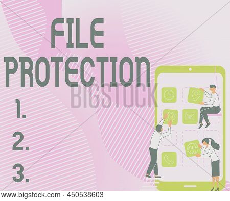 Conceptual Caption File Protection. Conceptual Photo Preventing Accidental Erasing Of Data Using Sto