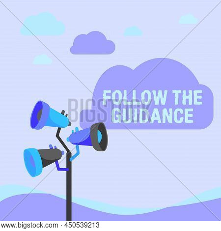 Inspiration Showing Sign Follow The Guidance. Business Concept Controlling A Course Of Projectile By