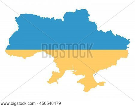 Map And Flag Of Ukraine On A White Blank Background