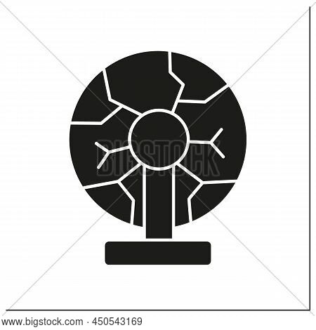 Plasma Physics Glyph Icon. Ionized, Electrically Quasi-neutral Matter State. Strong Electromagnetic 