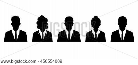 Business Person Vector Silhouette Set. Business People Flat Illustration