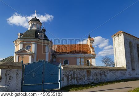 Saint Anthony Roman Catholic Church Outdoors- Architectural Monument In Korets Town. Rivne Region. U