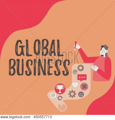 Sign Displaying Global Business. Word For Trade And Business System A Company Doing Across The World