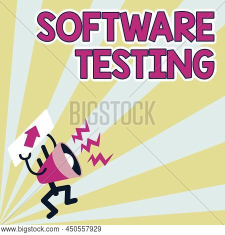Text Caption Presenting Software Testing. Word Written On Investigation Provide Information About Th