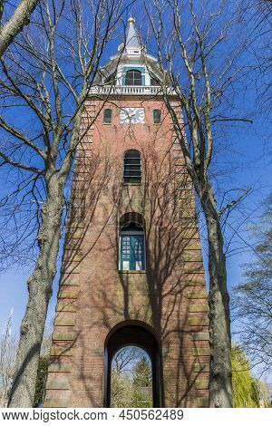 Church Tower Of Historic Village Finsterwolde, Netherlands