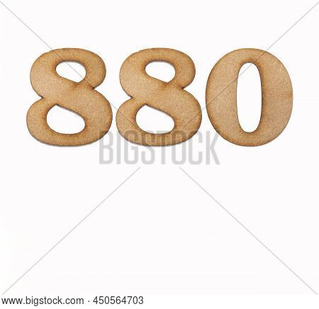 Number 880 - Piece Of Wood Isolated On White Background