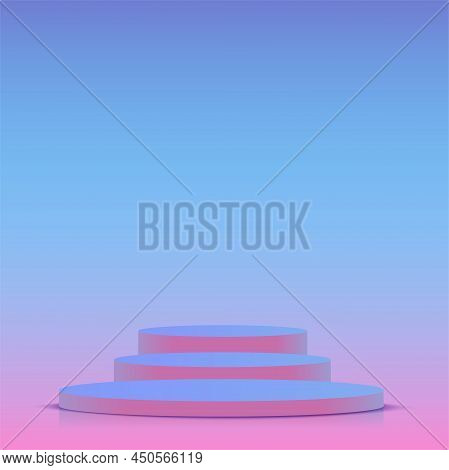 Abstract Background With Trendy Gradient Color Podium For Presentation. Vector