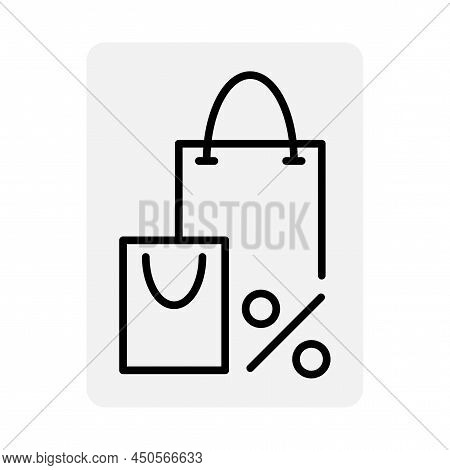 Linear Black Package Paper. Discount Coupon. Black Friday. Percent Sale Sign. Vector Illustration. S