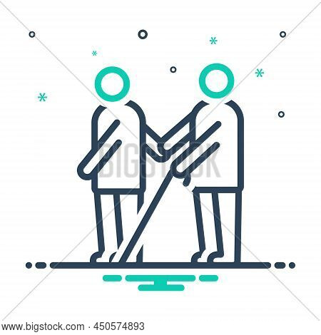 Mix Icon For Blind Sightless Disabled Person Walk Stick Pedestrian Viewless