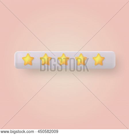 3d 5 Star Review. Service Rate Or Quality Feedback Sign. Vector