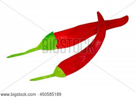Hand-drawn Watercolor Papercut Red Chili Pepper. Bright Cute Kawaii Kidcore Style Illustration, Good