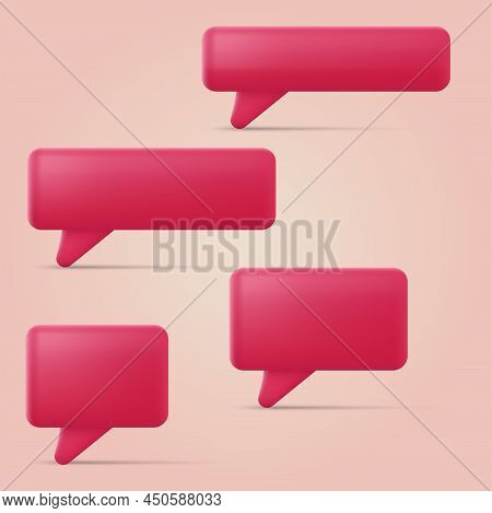 Set Of 3D Red Speech Bubbles. Vector