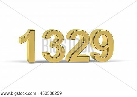 Golden 3d Number 1329 - Year 1329 Isolated On White Background - 3d Render