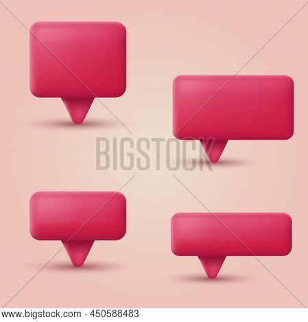 Set Of 3D Red Speech Bubbles. Vector