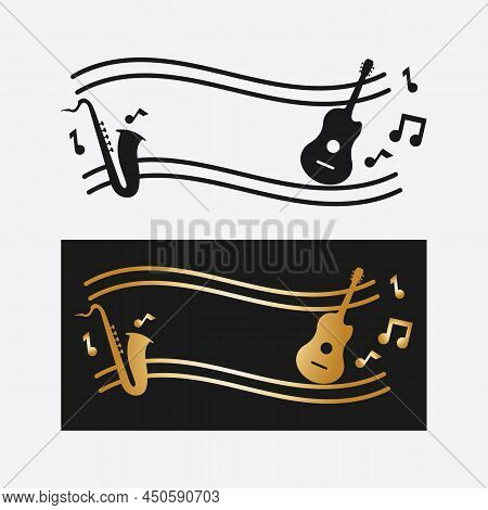 Note Icon Vector Illustration Design Sound Waves, Audio, Equalizer, Abstract, Head Set Logo Vector I