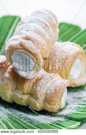 dessert called kremrole filled with cream