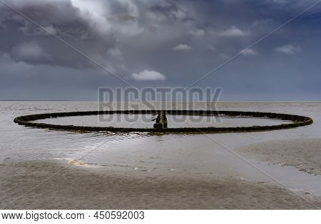 An Old Victorian Tidal Bathing Pool On Powfoot Beach In Southern Scotland,
