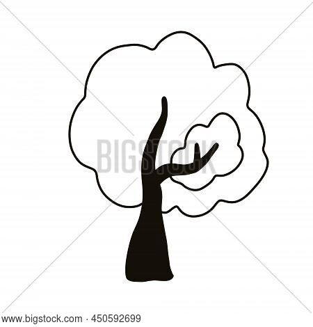 Isolated Silhouette Of An Oak Tree . Recycling Ecological Symbol.