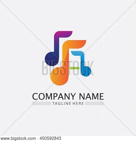 Note Icon Vector Illustration Design Sound Waves, Audio, Equalizer, Abstract, Head Set Logo Vector I