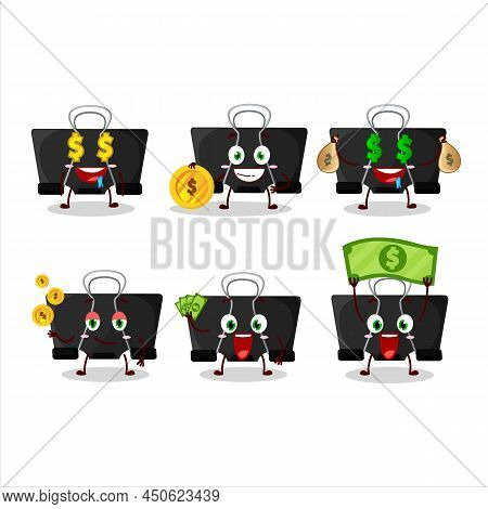 Binder Clip Cartoon Character With Cute Emoticon Bring Money