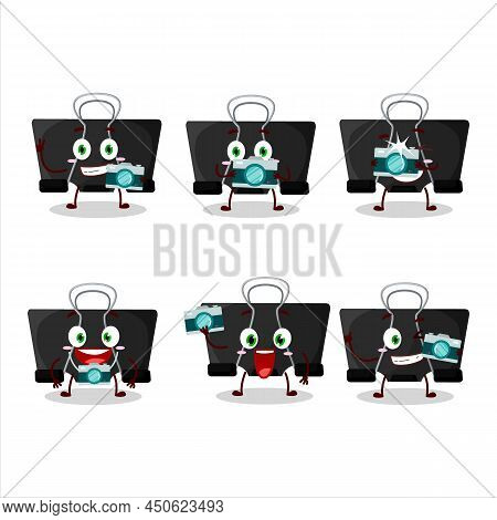 Photographer Profession Emoticon With Binder Clip Cartoon Character