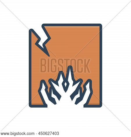 Color Illustration Icon For Crack Rift Split Fissure Break Tearing Rupture Lapse Damage Gap