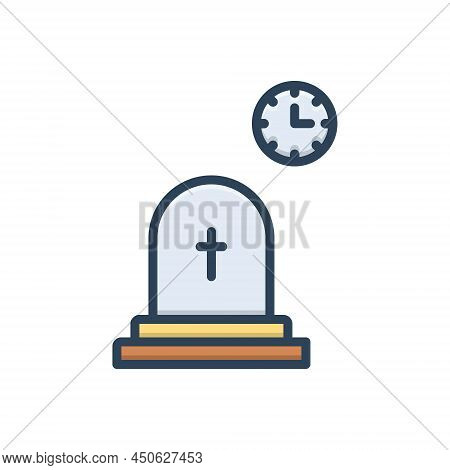 Color Illustration Icon For Eventually Lastly Graveyard Sheol Finally One-day Ending