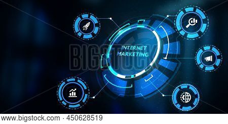 Internet Marketing Digital Online Advertising Automation. Business, Technology, Internet And Network
