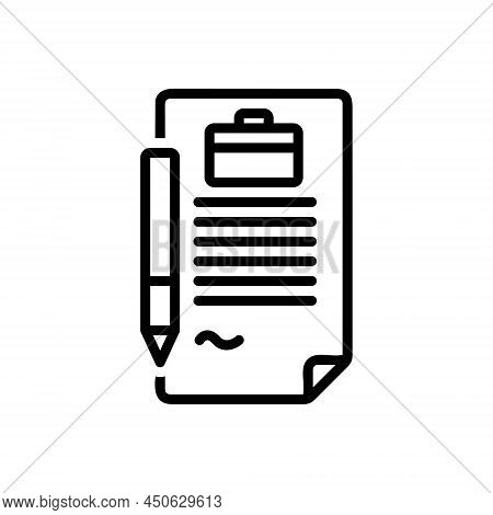Black Line Icon For Agreements Contract Bond Appendage Covenant Document Notary