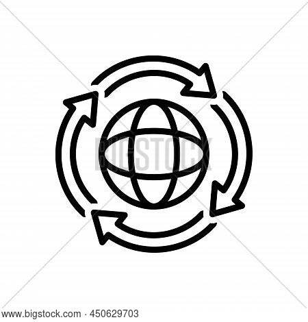 Black Line Icon For Refresh Freshen Recommence Worldwide Restart Repeat Reload