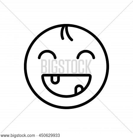 Black Line Icon For Kid Child Baby Babe Tad Infant Little-one Puerile Laugh