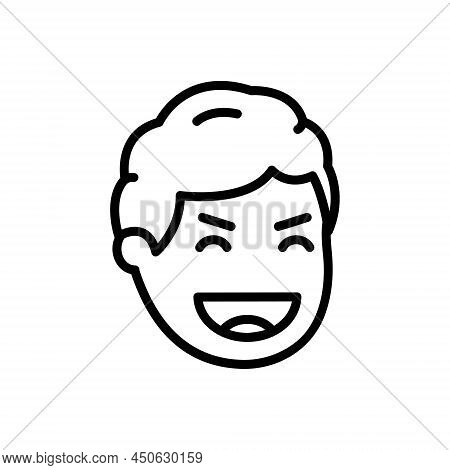 Black Line Icon For Laughing Guffaw Nicker Happy Smile Jibe Jest