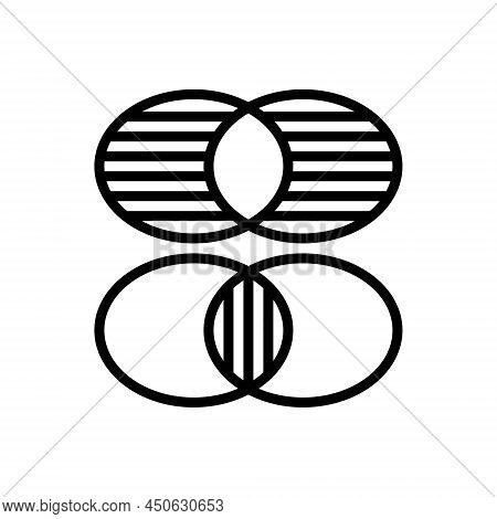Black Line Icon For Hypothetical Imaginary Problematic Combine Intersect Exclude