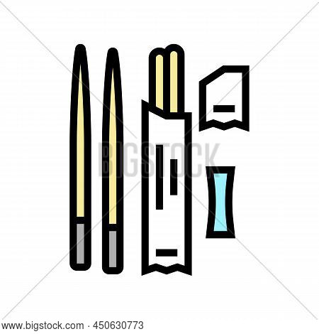 Chopsticks Utensil For Eating Asian Food Color Icon Vector. Chopsticks Utensil For Eating Asian Food