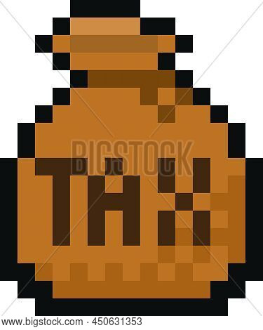 Pixel Bag Of Taxed Money - Vector, Isolated