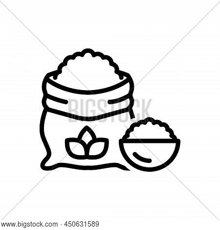 Black Line Icon For Flour Meal Farina Wheat Grain Bread Cereal Bag Nutrition