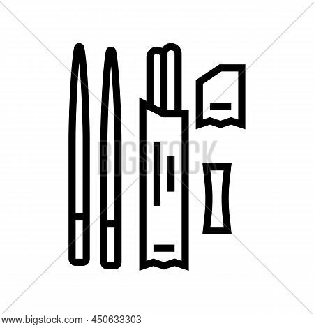 Chopsticks Utensil For Eating Asian Food Line Icon Vector. Chopsticks Utensil For Eating Asian Food 