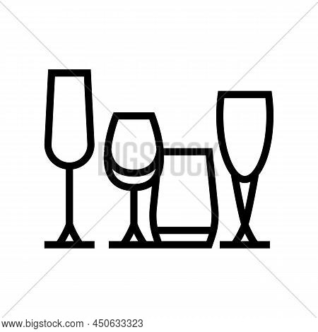 Drinkware Set Line Icon Vector. Drinkware Set Sign. Isolated Contour Symbol Black Illustration