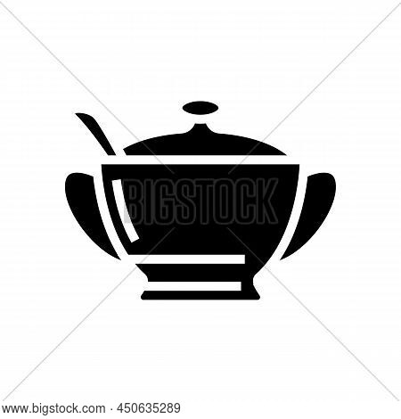 Sugar Bowl Glyph Icon Vector. Sugar Bowl Sign. Isolated Contour Symbol Black Illustration