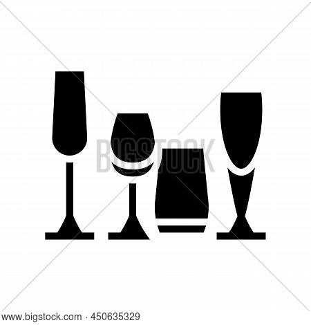 Drinkware Set Glyph Icon Vector. Drinkware Set Sign. Isolated Contour Symbol Black Illustration